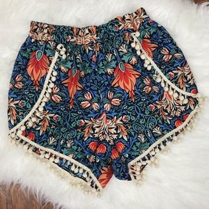 Brandless Floral Shorts Casual Tassel Detail Sz M